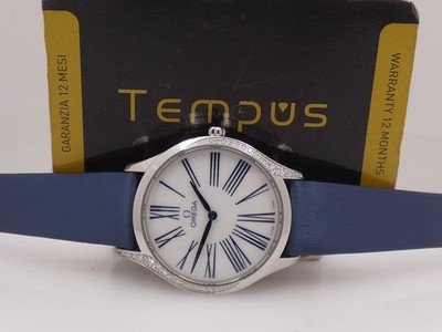OMEGA DE VILLE TRESOR 0,49ct DIAMANTEN & BLAU INDIZES + PAPIERE 2021 DAMEN UHR