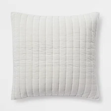 Euro Channel Stitch Velvet Quilt Sham Cream - Threshold