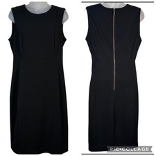 Calvin Klein Black Sleeveless Sheath Dress LBD Zipper Classic Minimalist Sz 10