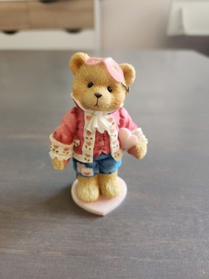 Cherished Teddies Darrel Love Unveils A Happy Heart Bear Figurine Resin 1995 Hi 