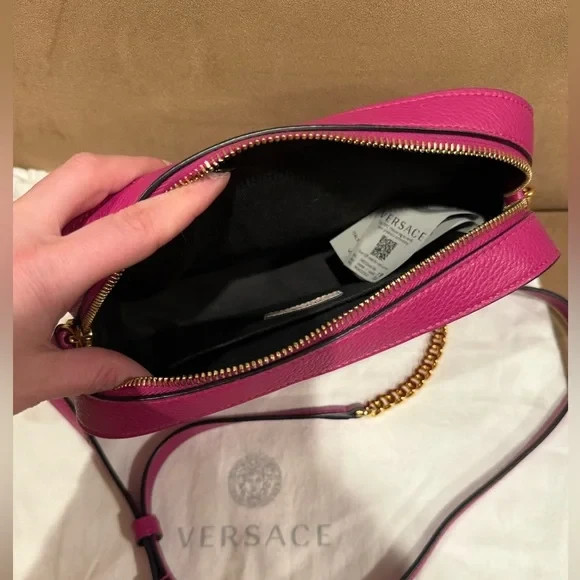 versace calfskin virtus camera bag pink thumbnail 9