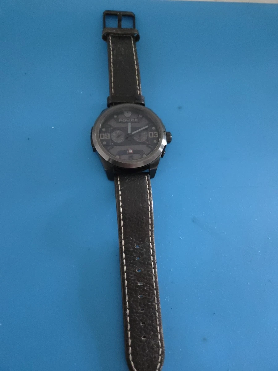 Orologio Uomo Police Watches Titan Pl.15659jsb-14 di Pelle Nera