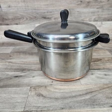 1940s Thermic Ray 3qt Double Boiler by Norris of Los Angeles Copper Bottom w lid