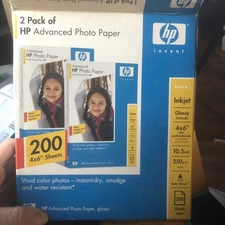 NEW HP Advanced Inkjet White Photo Paper - 4x6 Glossy - Q7906A - 100 Sheets
