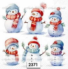 (2371) TWO Paper LUNCHEON Decoupage Art Craft Napkins - CHRISTMAS SNOWMEN SNOW