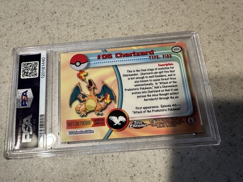 2000 TOPPS CHROME POKEMON T.V. #06 CHARIZARD PSA 9 - Picture 2 of 2
