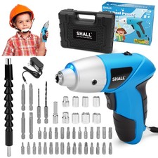 SHALL 47-Piece Kids Real Cordless Power Drill Set, Safety Certified Electric...