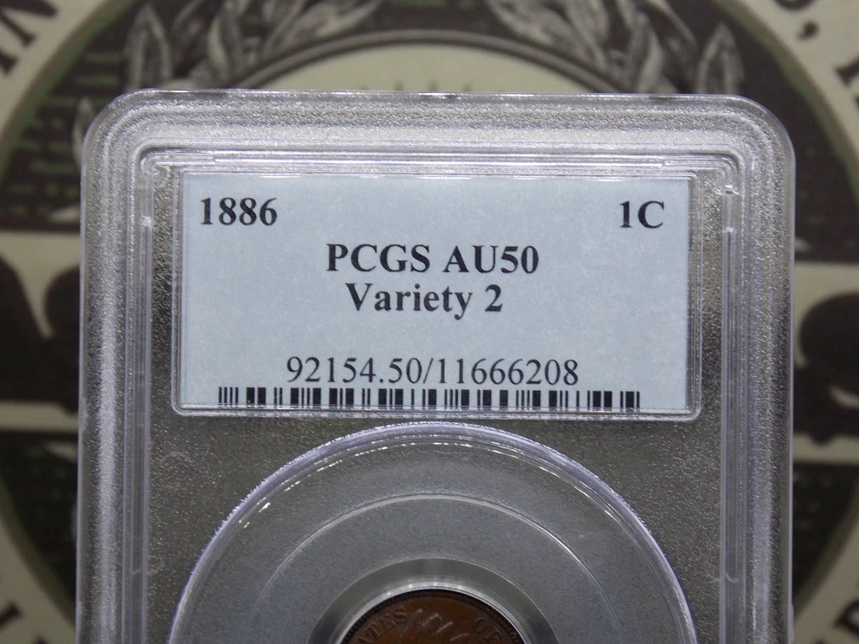 1886 Indian Head Cent *TYPE 2* Penny 1c PCGS AU50 #208 About Unc ECC&C, Inc. - Image 4 of 4