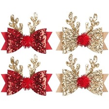 4pcs Christmas Hair Clips,christmas sequin bow hair clip  Christmas Hair