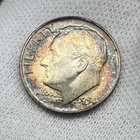 1954-P Roosevelt Dime Ten Cent 10c 90% Silver Philadelphia Coin - MONSTER TONING