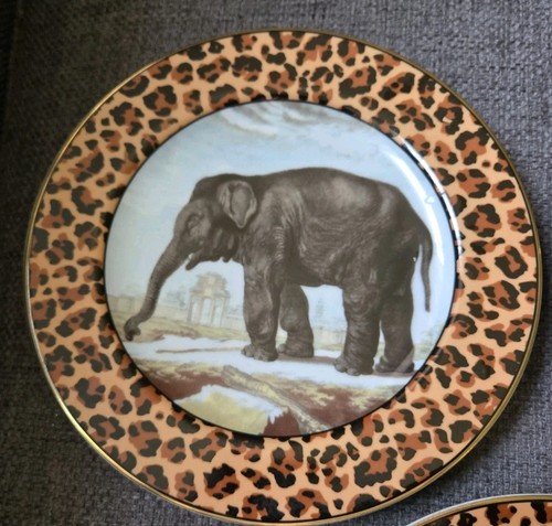 Fitz & Floyd 1995 Safari Porcelain 8" Plates Animal Tiger Giraffe Elephant - 3 - Picture 3 of 8