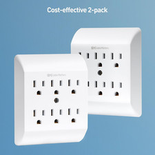 ETL Listed 2-Pack 6 Outlet Extender Wall Tap, 15A/1875W, Multi Plug Wall O...