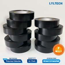 8 Rolls Black Electrical Tape 3/4 x 30ft Waterproof PVC Vinyl Flame Retardant Wi