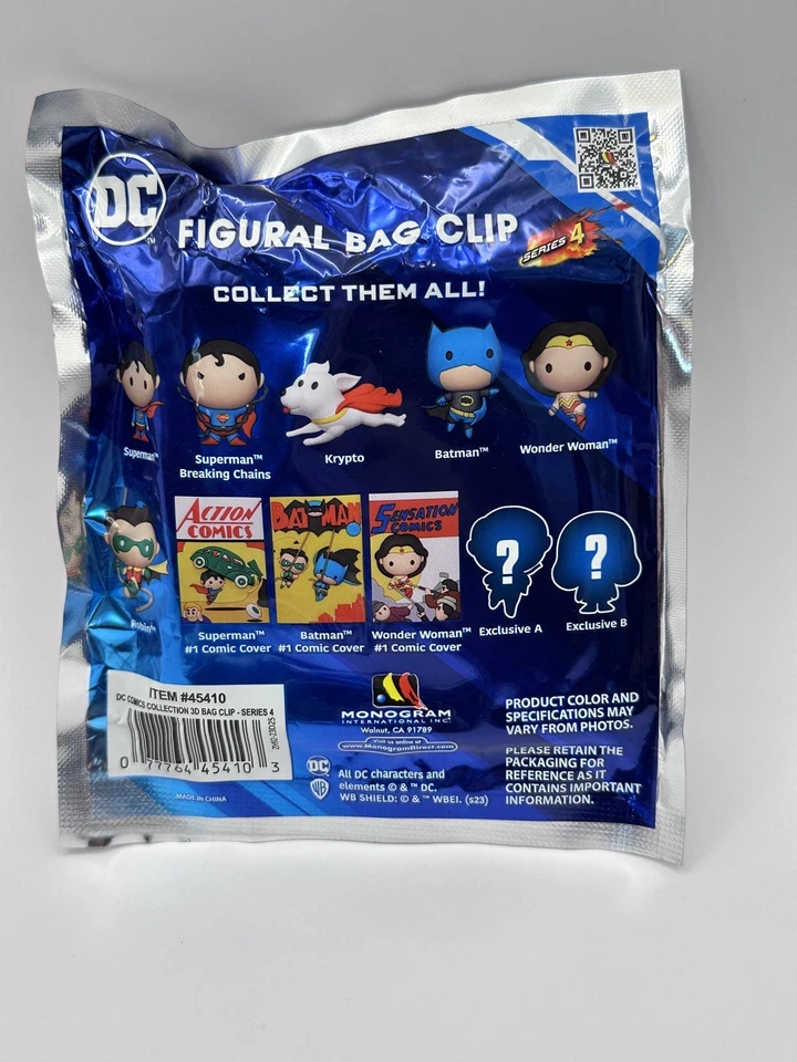 NUEVO — DC Comics SuperHéroe Figura 3D Bolsa Clip — Lote de 4 Bolsas Ciegas Selladas Foto 2 de 2