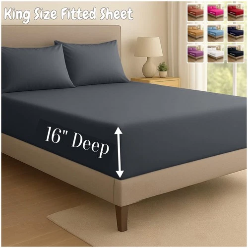 Luxury King Size Fitted Sheet Hotel Quality Extra Deep Fit Mattress Bed Sheets