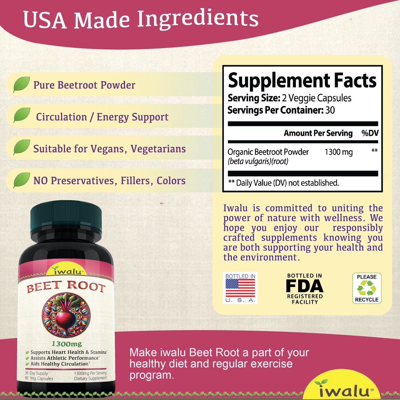 The Best Beet Supplement - Organic Beet Root Pills - iwalu (official) SHIPS FREE