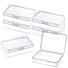 6 Pcs Mini Plastic Storage Containers with Lids, 4.5x3.4 Inches Clear Rectang...