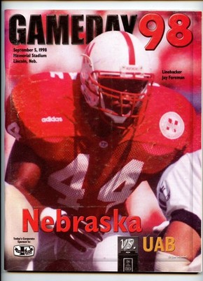 1998 Nebraska Cornhuskers vs UAB Football Game Program ~ EX