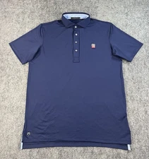 Greyson Golf Polo Shirt Mens Medium Solid Navy Blue Performance Stretch