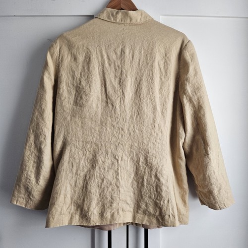 Merona Women 100% Linen Blazer Beige Nude Natural Size XL Lined Cargo Pockets - Picture 6 of 6