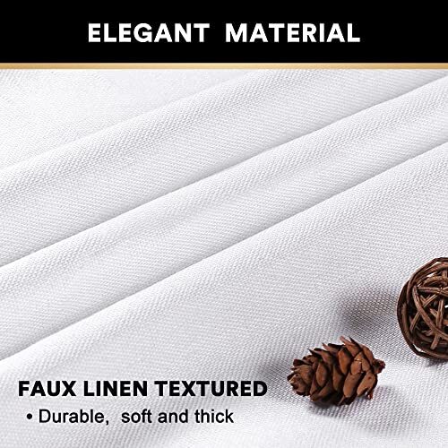 Primitive Textured Linen 100% Blackout Curtains for 52"W x 63"L Pure White - Picture 4 of 7