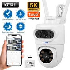 KERUI 10MP 5K HD Dual Lens WiFi IP Camera Tuya Smart PTZ Wireless Home Security