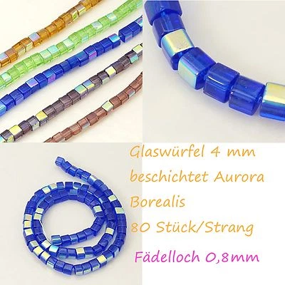 4mm Würfel Cube AB galvanisierte Kristallschliffperle kristall electroplated - Bild 1 von 3