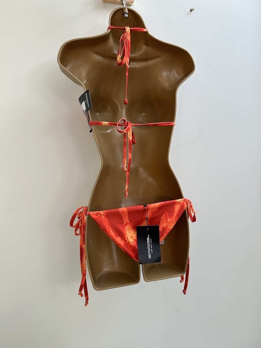 Top De Bikini Pretty Little Thing - Triángulo Acolchado Texturado Ombre - Color Naranja