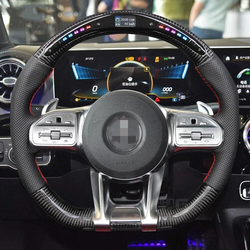  For Mercedes Benz AMG G63 C E S GLE 2018-2020 Carbon Fiber LED Steering Wheel - Picture 1 of 8