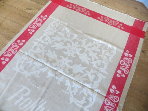 Rollcloth Manglecloth Mangle Cloth Antique Tablecloth German 35 "by118 " RARE - Picture 8 of 15