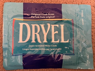 (1) Dryel Dry Cleaning Original Fresh Scent Dryer Activated Moist Cloth Sealed