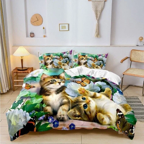Set letto copripiumino gatto singolo/matrimoniale/re/super king materiale adatto alla pelle - Foto 19 di 37