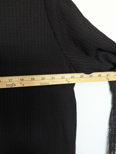 Suzanne Betro Top Womens Plus Size 3X Black Waffle Knit Lace Long Sleeve Fairy - Picture 10 of 11