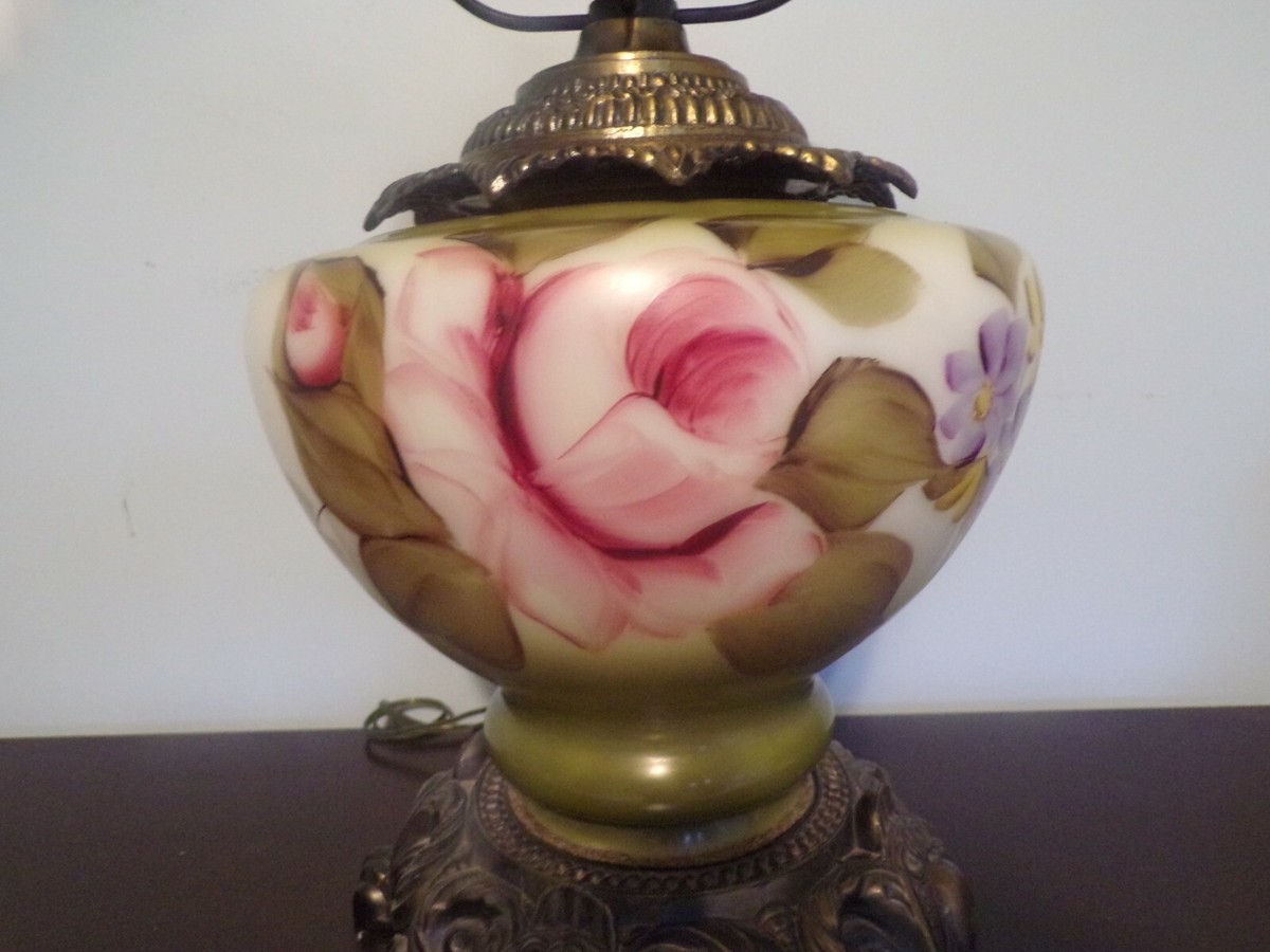 Antique Green Rose Floral Hand Painted Gone With The Wind Globe