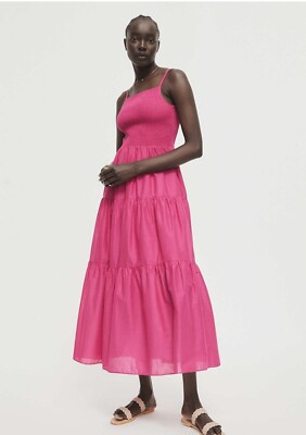 witchery pink dress WITCHERY | Pink Shirred Bust Maxi Dress [12 14 M L] women's | NEW | RRP$159