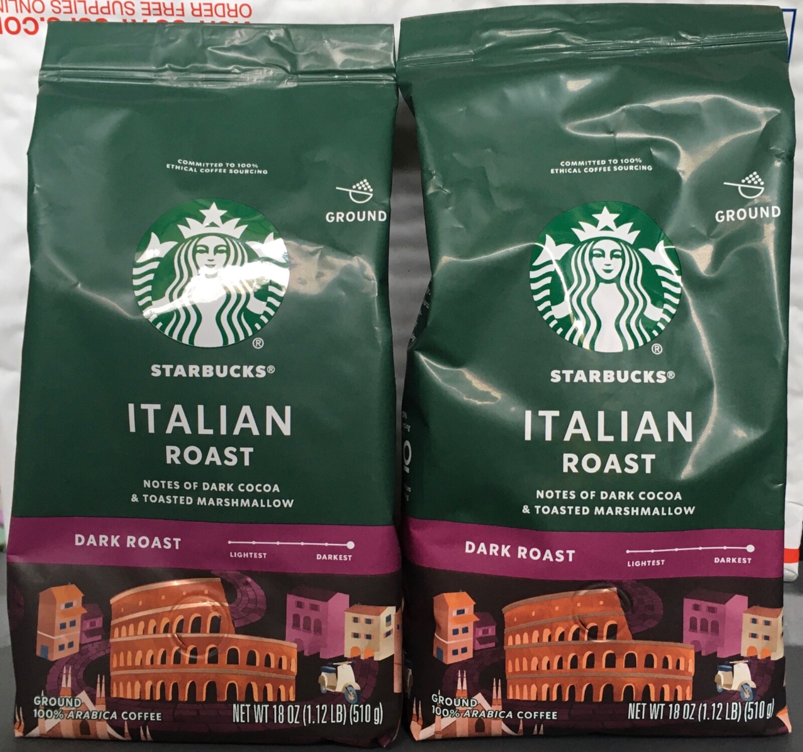 Starbucks Italian Roast Ground Coffee 2 Large Packages Dark Roast
