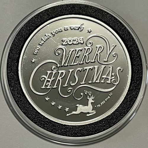 2024 Merry Christmas Santa Claus Gift Coin 1 Troy Oz .999 Fine Pure Silver Round - Picture 4 of 10