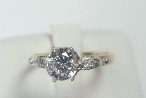 Antique Art Deco Setting Mounting Platinum 18K Rose Rg Sz 4.5 UK-I Hold 5.5-6MM - Image 2 of 4