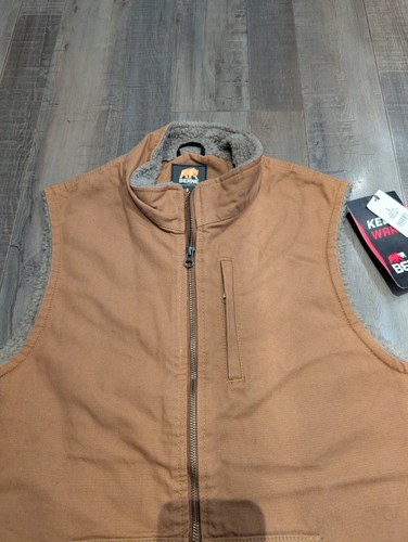 Berne Sherpa Lined Vest Women's Large 12-14 Heavy Cotton Duck Warm Tough Zipper - Picture 2 of 12