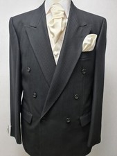 Mens Black Herringbone D/B Masons Masonic Wedding Evening Formal Jacket Ascot