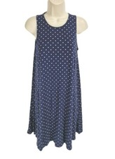 Old Navy Polka Dots Navy Blue Shift Mini Dress Women Size S Crew Neck Sleeveless