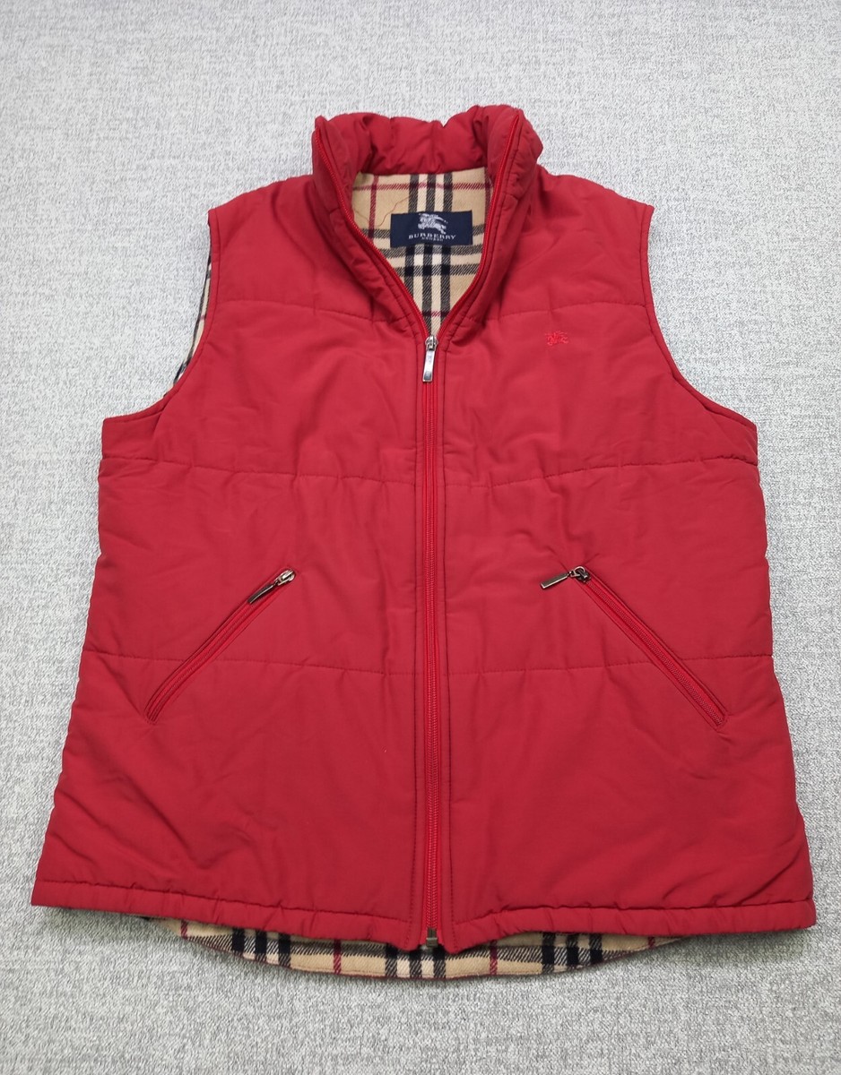 【送料&関税込】Burberry Red Canvas Vest burberry Boys Gilet Vest Nova Check Red Puffer Sleeveless