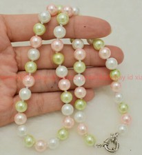 Pretty New 8/10/12mm Multicolor Shell Pearl Gems Round Beads Necklace 16-36in