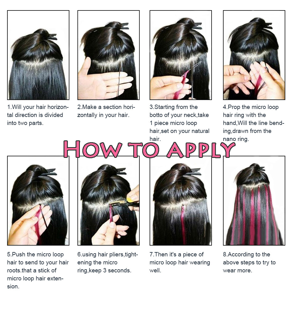 Image 11 - Micro Ring Beads Loop Hair Extensions Double Drawn Remy Human Hair Straight 1g/s