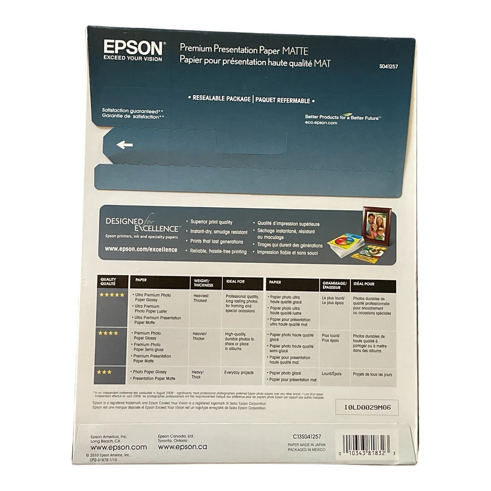 2pks Epson Premium Presentation Paper Matte 50 pgs.works w/ALL ink jet printersY - Image 2 of 2