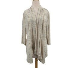 Chico's Travelers Womens Open Front Cardigan/Jacket Cream Golden Waves Size 2/L