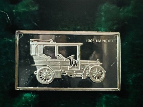 Franklin Mint Silver Bar Mini Ingot 1975 Centennial Car Classic vtg 1905 Napier
