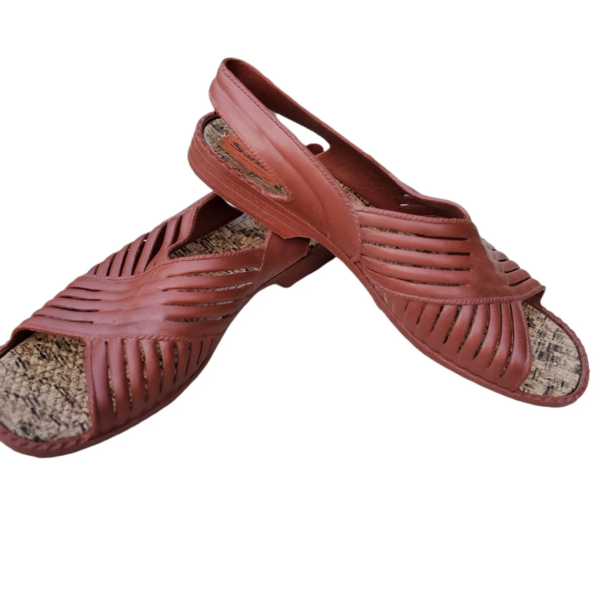 Sandak Vintage Brown Wedge Sandals Size 11 US Waterproof Washable Open Toe NWOT