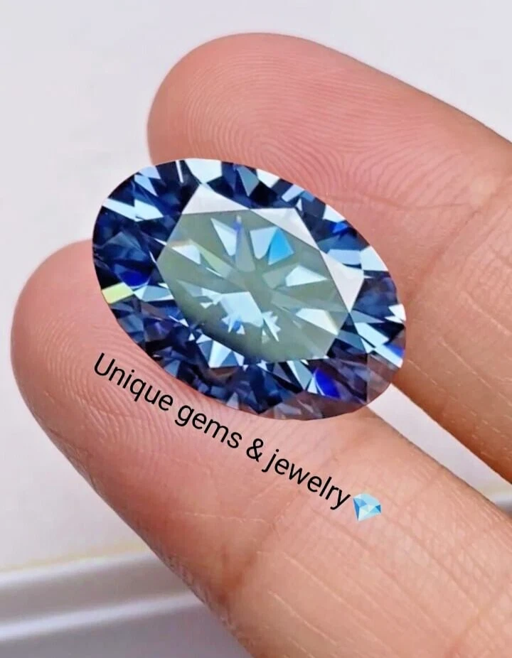 5 Ct vivid Blue color  Oval Cut VVS1 Diamond Premium Quality Loose Gemstone8x12m - Image 2 of 4