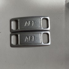 AUTHENTIC OEM Nike AF1 Replacement Lace Tags Shoe Badge SILVER Air Force Ones